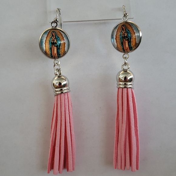 Virgen de Guadalupe Earrings. Tassels. Religious - Picture 9 of 9